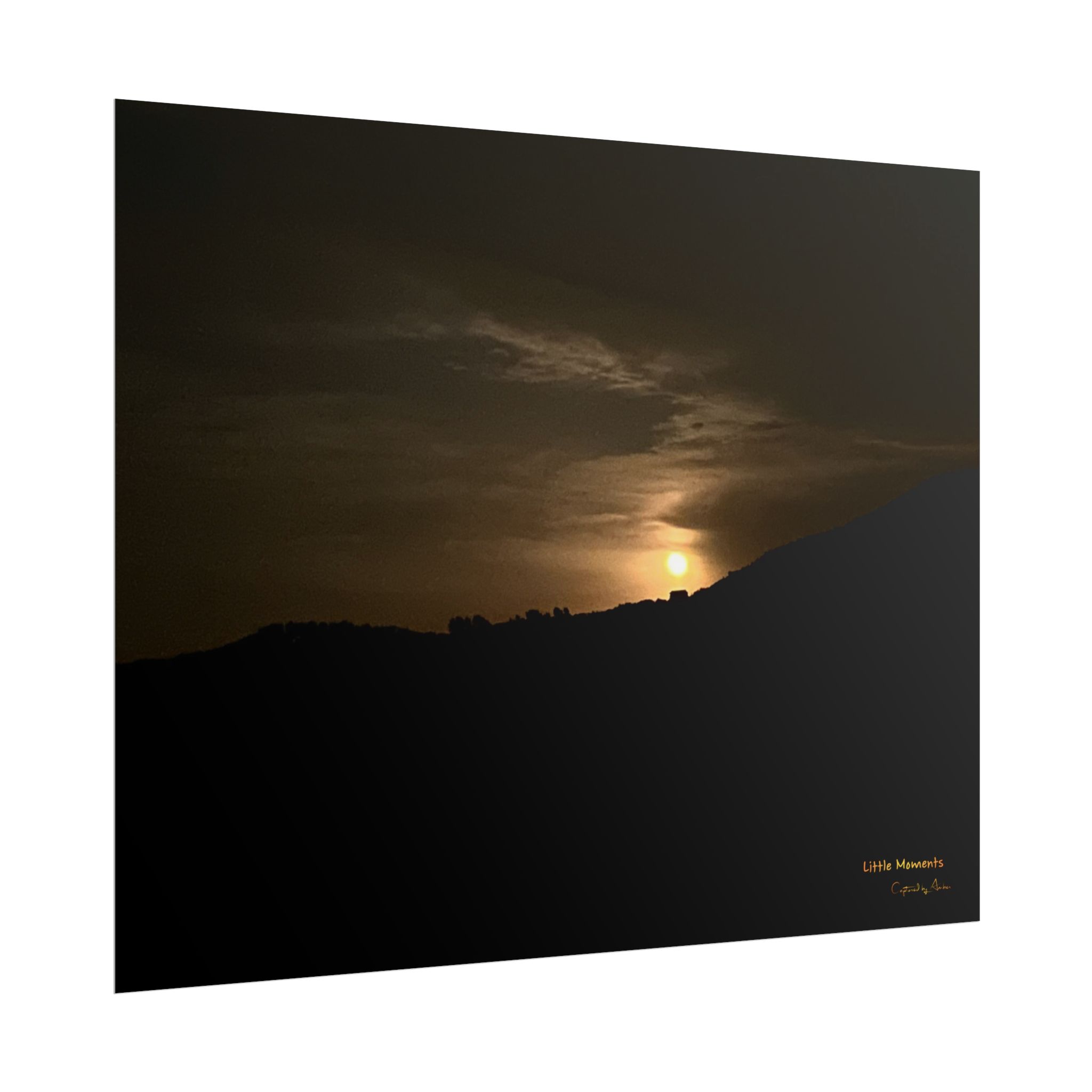 Moon Glow Ridge Poster — Moody Golden Sunset Landscape Wall Art