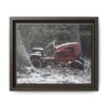 9916914426521017670_2048.jpeg Vintage Red Tractor in Snow — Framed Matte Canvas Wall Art